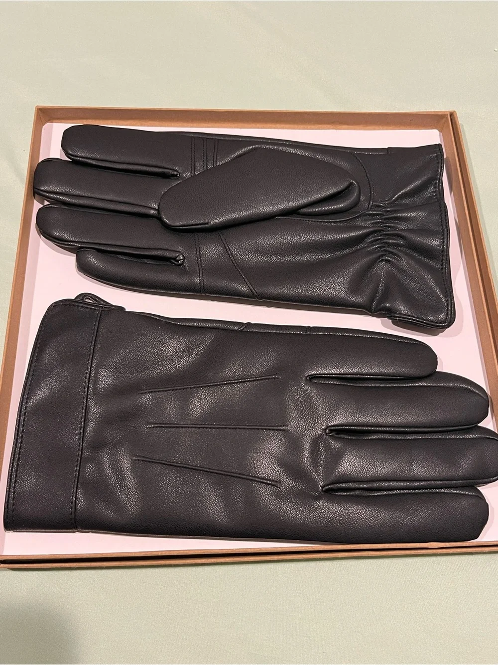FURTALK classic black leather winter gloves,Women Large